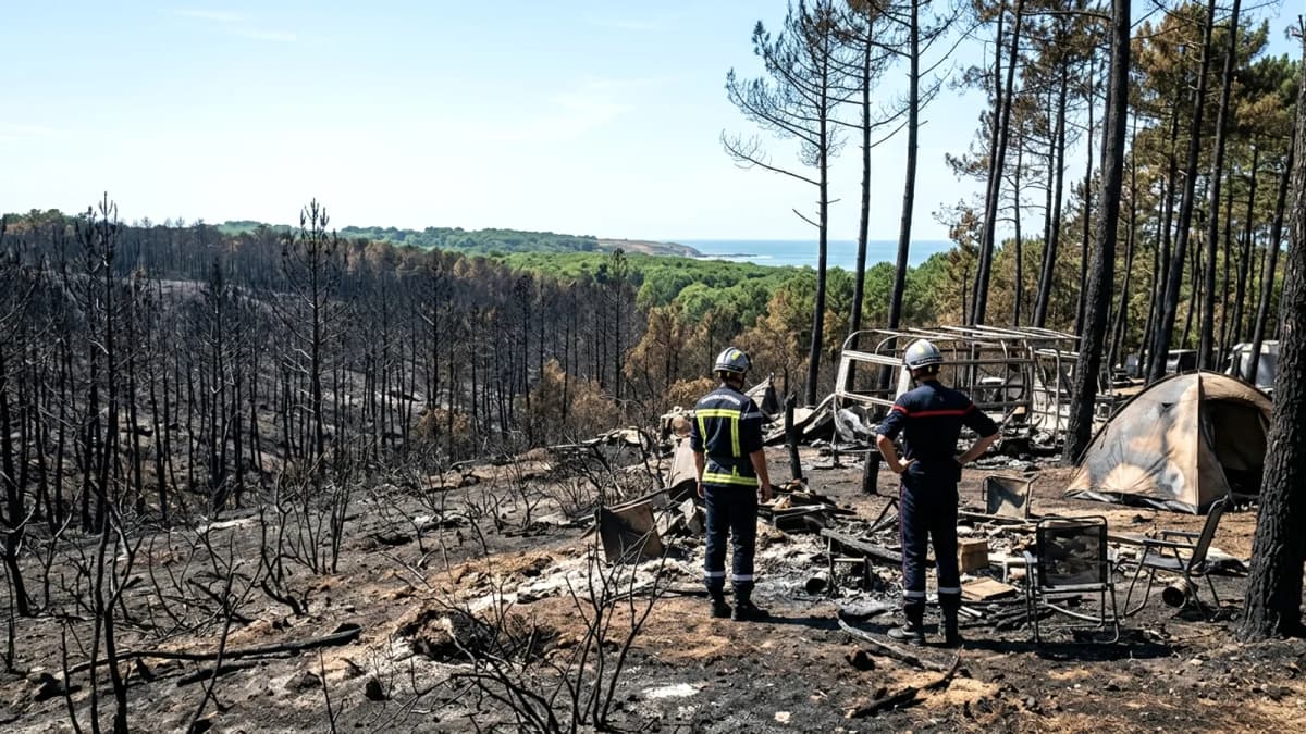 Cháy lớn tại La Plaine-sur-Mer, Loire-Atlantique: 83 hecta rừng và một phần khu cắm trại bị tàn phá