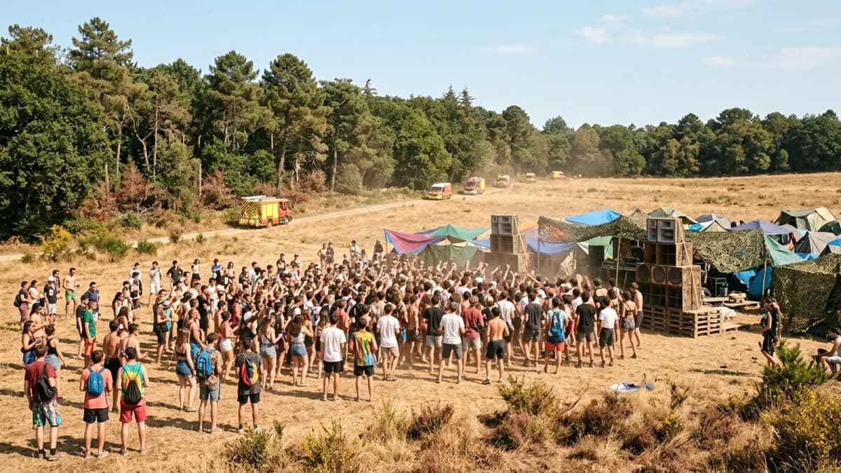 Rave-party trái phép tại Morbihan: 2.000 người tham gia giữa cảnh báo cháy rừng
