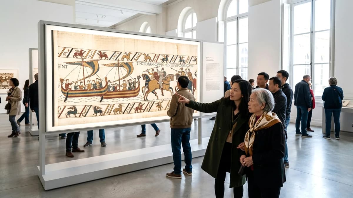 Thảm thêu Bayeux lịch sử đã đến Bảo tàng Anh tại London